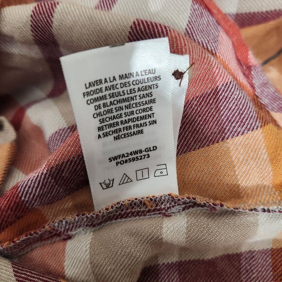 Shyanne Womens Plaid Button-Down Shirt Orange Red Large - Picture 13 of 14